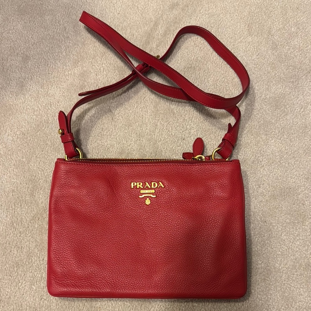 Prada Red Leather Crossbody Bag